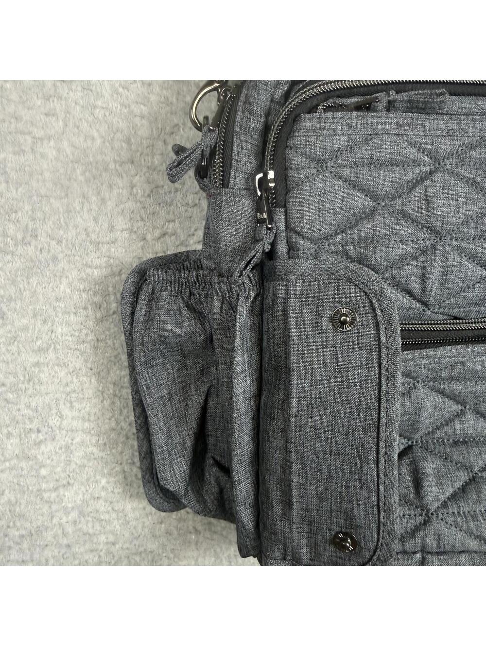 Lug compass Quilted Crossbody Bag with Water Bottle Pocket - Heather Grey - Picture 6 of 13